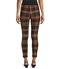 Slim Factor by Investments Ponte Knit Rawhide Plaid Print No Waist Leggings