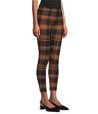 Slim Factor by Investments Ponte Knit Rawhide Plaid Print No Waist Leggings