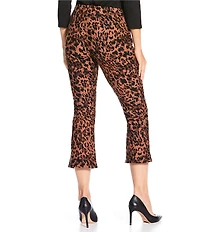 Slim Factor by Investments Ponte Knit Rawhide/Black Leopard No Waist Kick Flare Crop Split Hem Pants