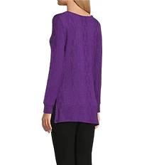 Slim Factor by Investments Riley Long Sleeve Asymmetrical Hemline Crew Neckline Knit Top