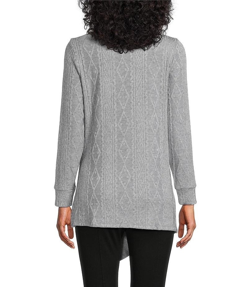 Slim Factor by Investments Riley Long Sleeve Asymmetrical Hemline Crew Neckline Knit Top