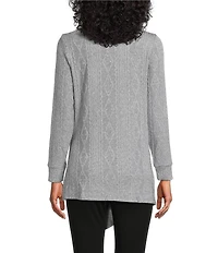 Slim Factor by Investments Riley Long Sleeve Asymmetrical Hemline Crew Neckline Knit Top