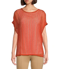 Slim Factor by Investments Short Sleeve Crochet Kate Top
