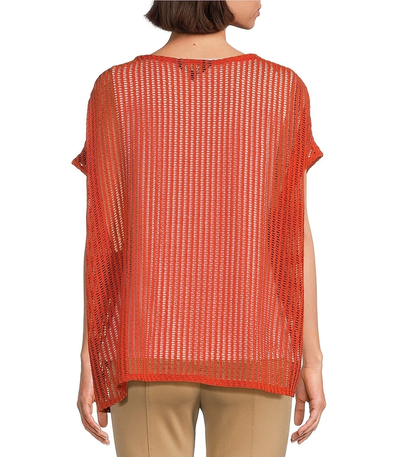 Slim Factor by Investments Short Sleeve Crochet Kate Top