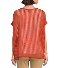 Slim Factor by Investments Short Sleeve Crochet Kate Top