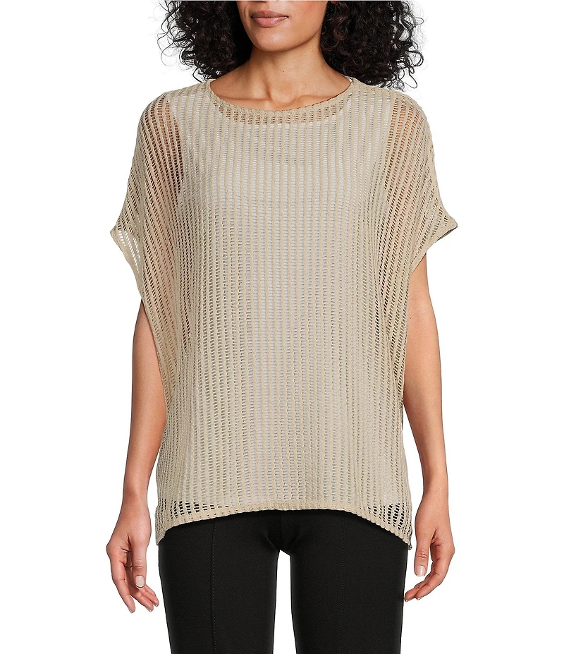 Slim Factor by Investments Short Sleeve Crochet Kate Top