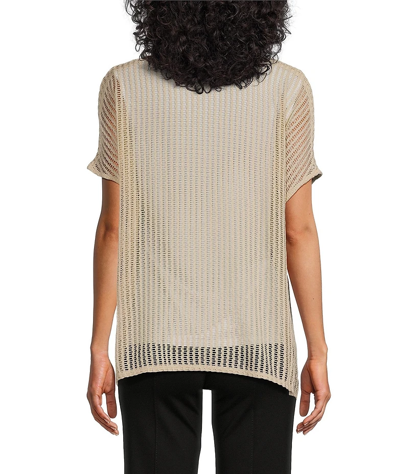 Slim Factor by Investments Short Sleeve Crochet Kate Top