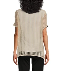 Slim Factor by Investments Short Sleeve Crochet Kate Top
