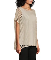 Slim Factor by Investments Short Sleeve Crochet Kate Top