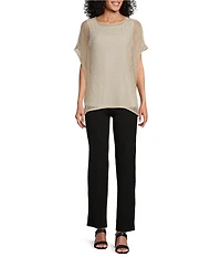 Slim Factor by Investments Short Sleeve Crochet Kate Top