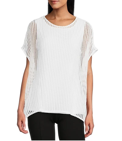 Slim Factor by Investments Short Sleeve Crochet Kate Top