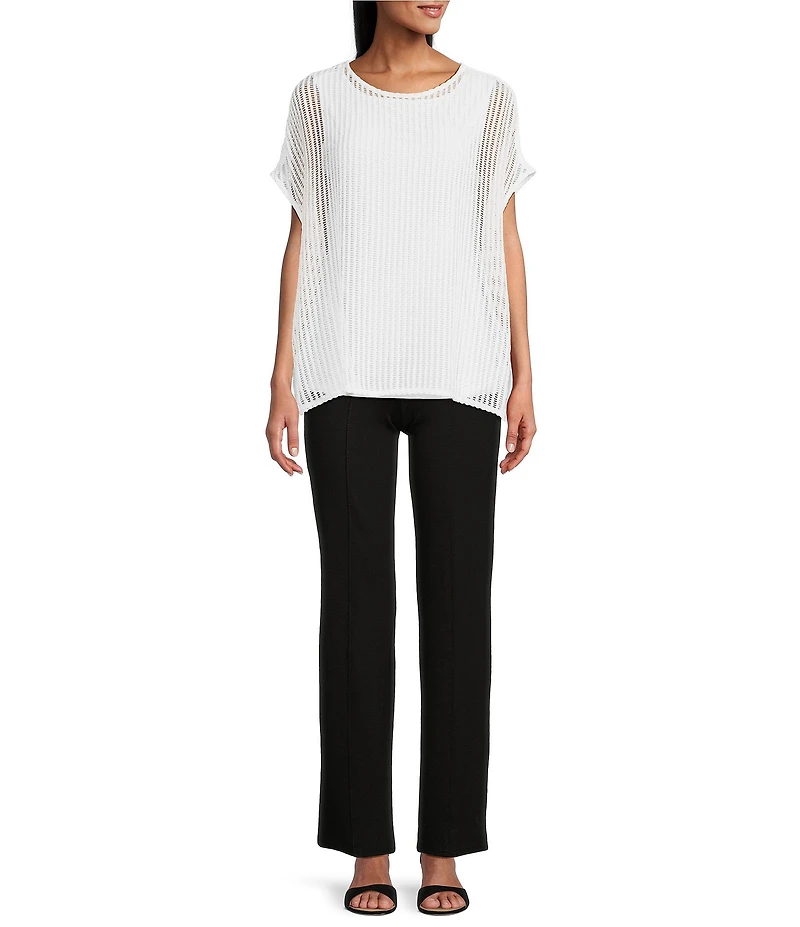 Slim Factor by Investments Short Sleeve Crochet Kate Top