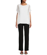 Slim Factor by Investments Short Sleeve Crochet Kate Top