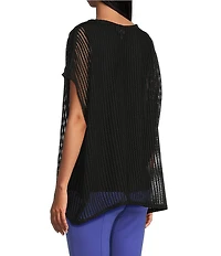 Slim Factor by Investments Short Sleeve Crochet Kate Top