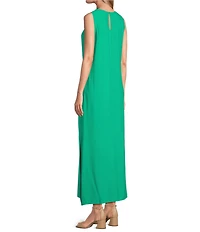 Slim Factor by Investments Sleeveless Crew Neck Maxi Dress