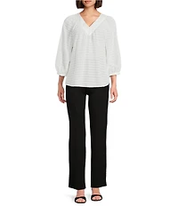 Slim Factor By Investments Sloane V-Neck 3/4 Sleeve Top