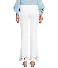 Slim Factor by Investments Stretch Ponte Knit No Waist Flare Leg Front Slit Heatset Pants