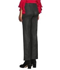 Slim Factor by Investments Stretch Ponte Knit No Waist Slim Straight Fog Foil Coated Pants