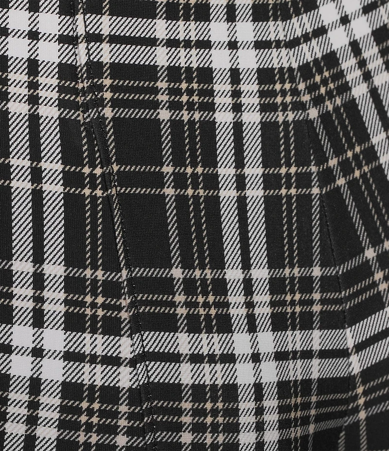 Slim Factor by Investments Stretch Ponte Knit No Waist Slim Straight Neutral Plaid Pants