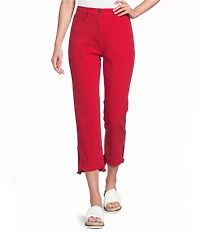 Slimsation® by Multiples Stretch Denim Fringe Detail Copped Pants