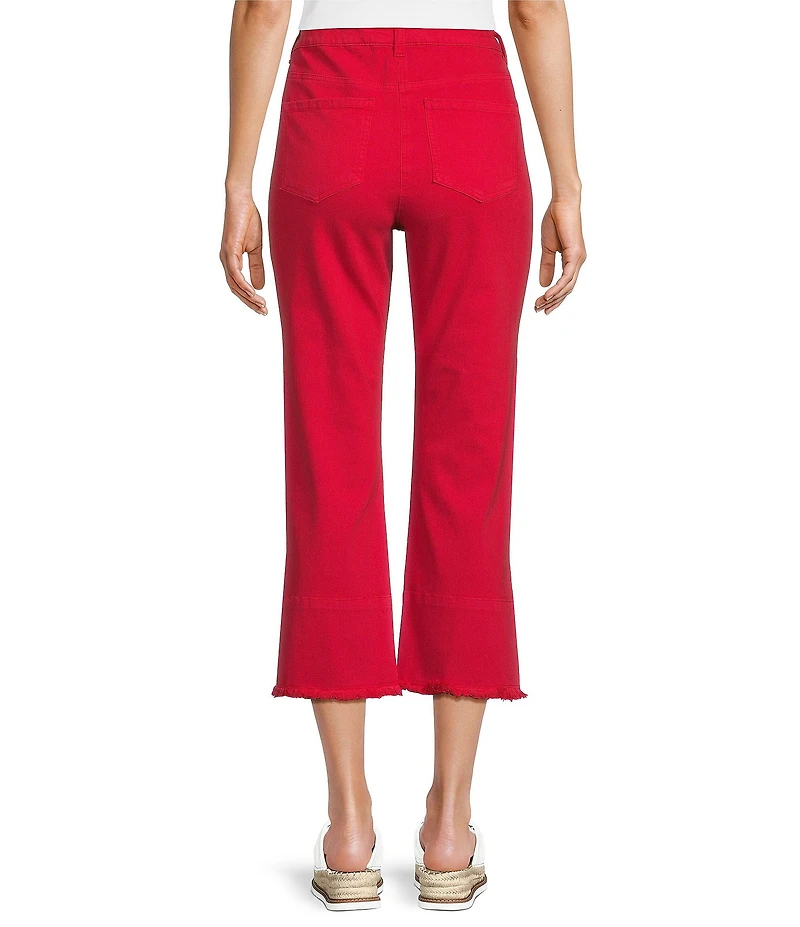 Slimsation® by Multiples Stretch Denim Fringe Detail Copped Pants