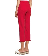 Slimsation® by Multiples Stretch Denim Fringe Detail Copped Pants