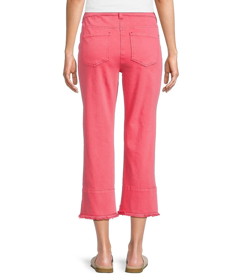 Slimsation® by Multiples Stretch Denim Fringe Detail Copped Pants