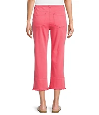Slimsation® by Multiples Stretch Denim Fringe Detail Copped Pants