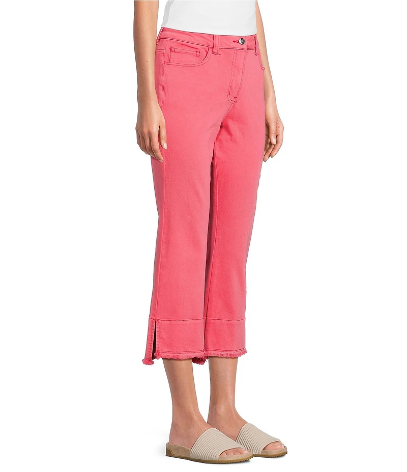Slimsation® by Multiples Stretch Denim Fringe Detail Copped Pants