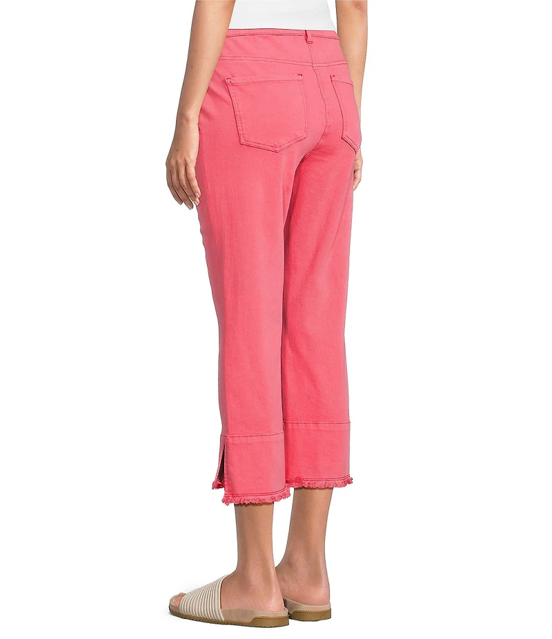 Slimsation® by Multiples Stretch Denim Fringe Detail Copped Pants