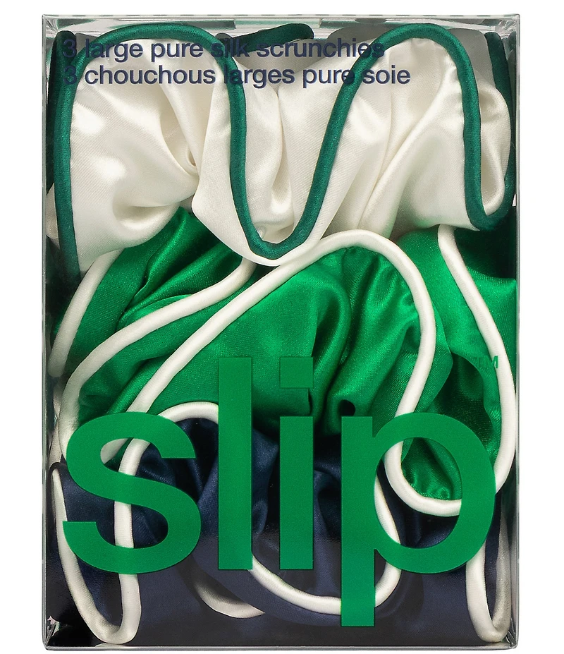 Slip Pure Silk Pickleball Large Gameday Contrast Piping Scrunchie Set