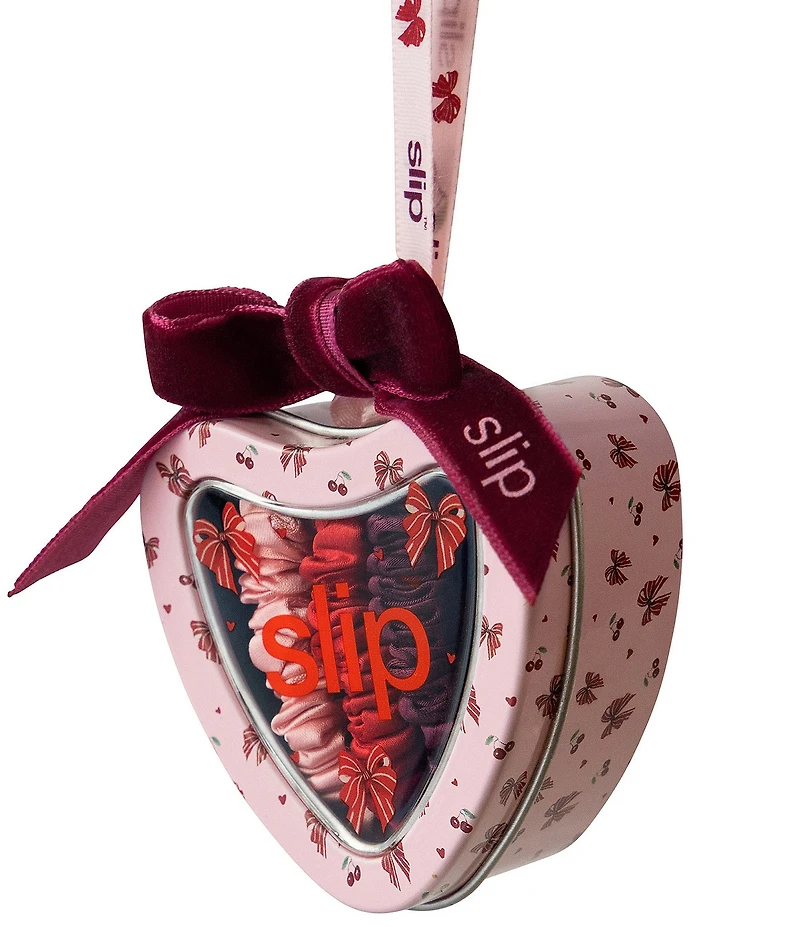 Slip Pure Silk Skinny Scrunchie Trio Tin Ornament Set