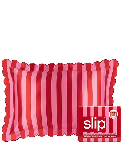 Slip Silk Queen Zippered Pillowcase with Scalloped Edge