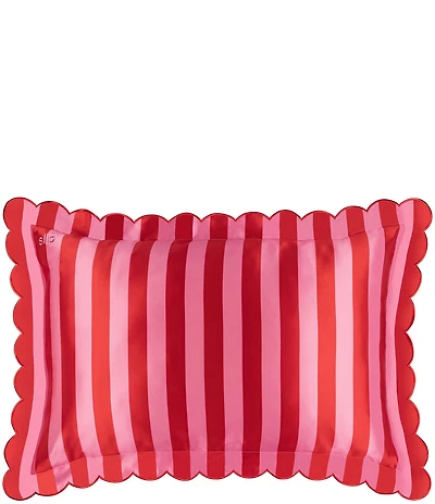 Slip Silk Queen Scalloped Edge Striped Pillowcase
