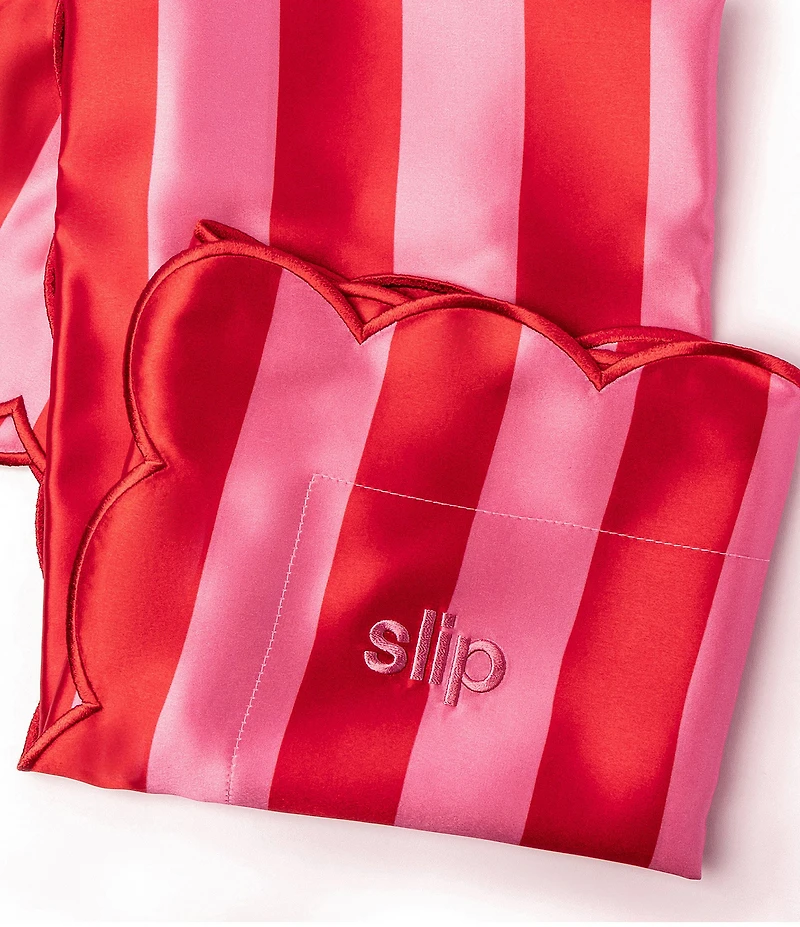 Slip Silk Queen Scalloped Edge Striped Pillowcase