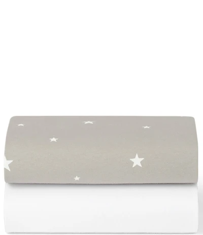 Snuz Bassinet Grey Star Twin Pack Fitted Sheets