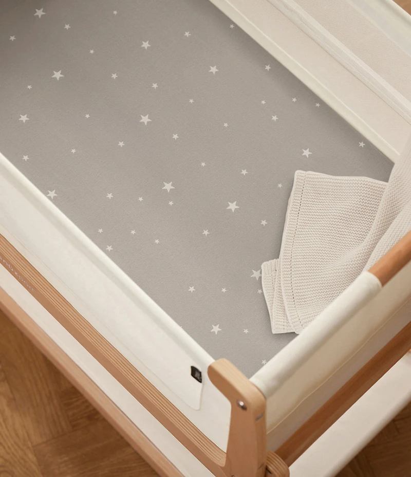 Snuz Bassinet Grey Star Twin Pack Fitted Sheets