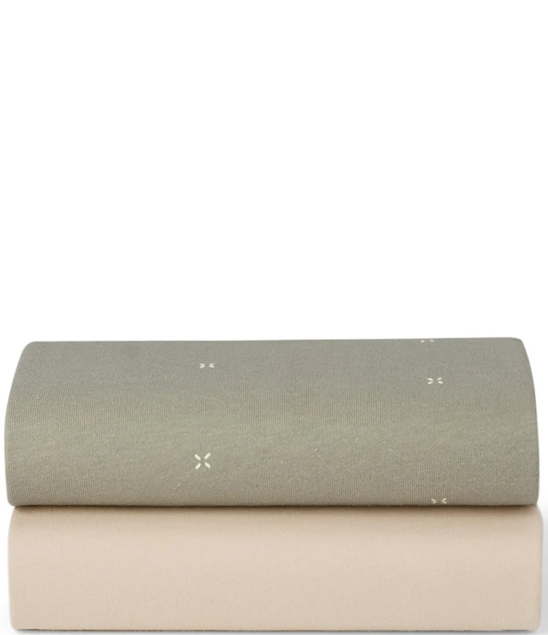 Snuz Bassinet Sage Cross Twin Pack Fitted Sheets