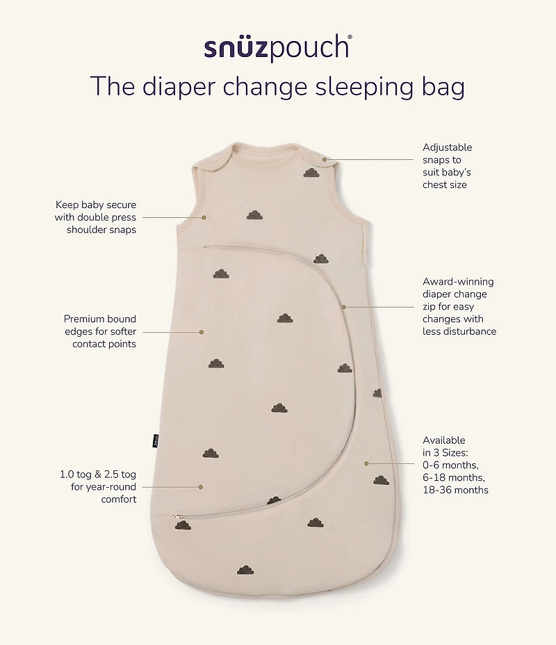 Snuz SnuzPouch 2.5 TOG Cashmere Cross Sleeping Bag