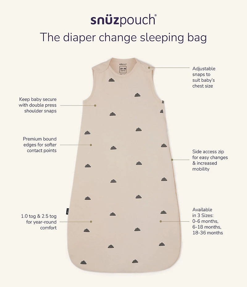 Snuz SnuzPouch 2.5 TOG Sand Cloud Sleeping Bag