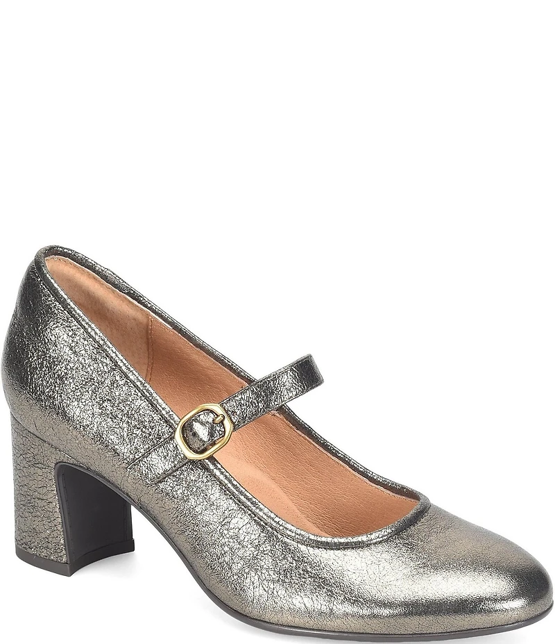 Sofft Adalaide Mary Jane Crushed Metallic Leather Pumps