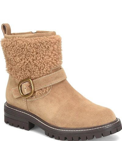 Sofft Adelle Aqua Sofft Collection Suede Shearling Waterproof Moto Buckle Boots
