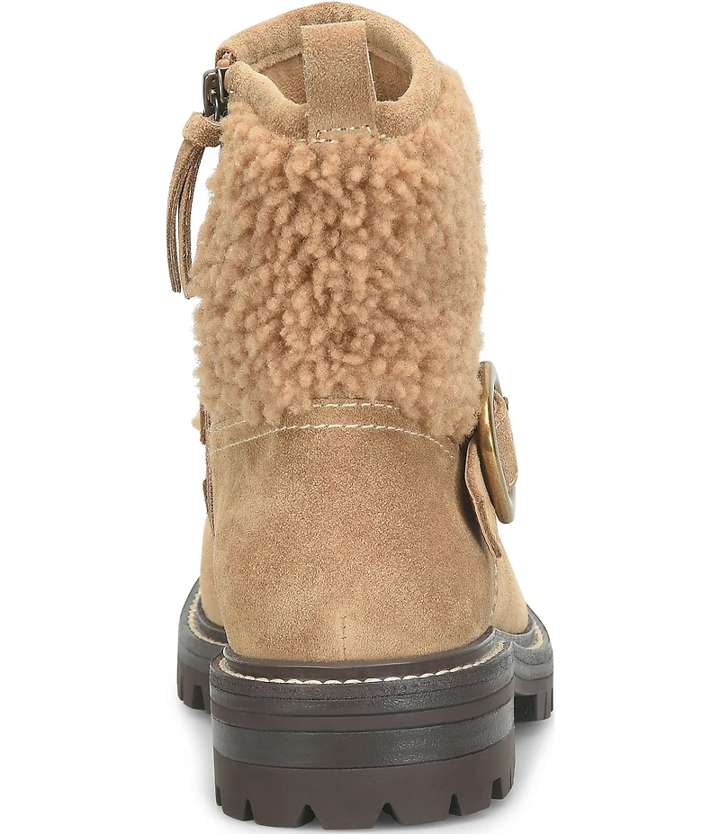 Sofft Adelle Aqua Sofft Collection Suede Shearling Waterproof Moto Buckle Boots