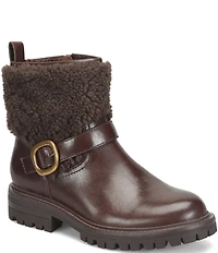 Sofft Adelle Aqua Sofft Collection Waterproof Leather Shearling Moto Buckle Boots