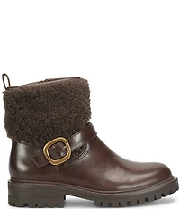 Sofft Adelle Aqua Sofft Collection Waterproof Leather Shearling Moto Buckle Boots