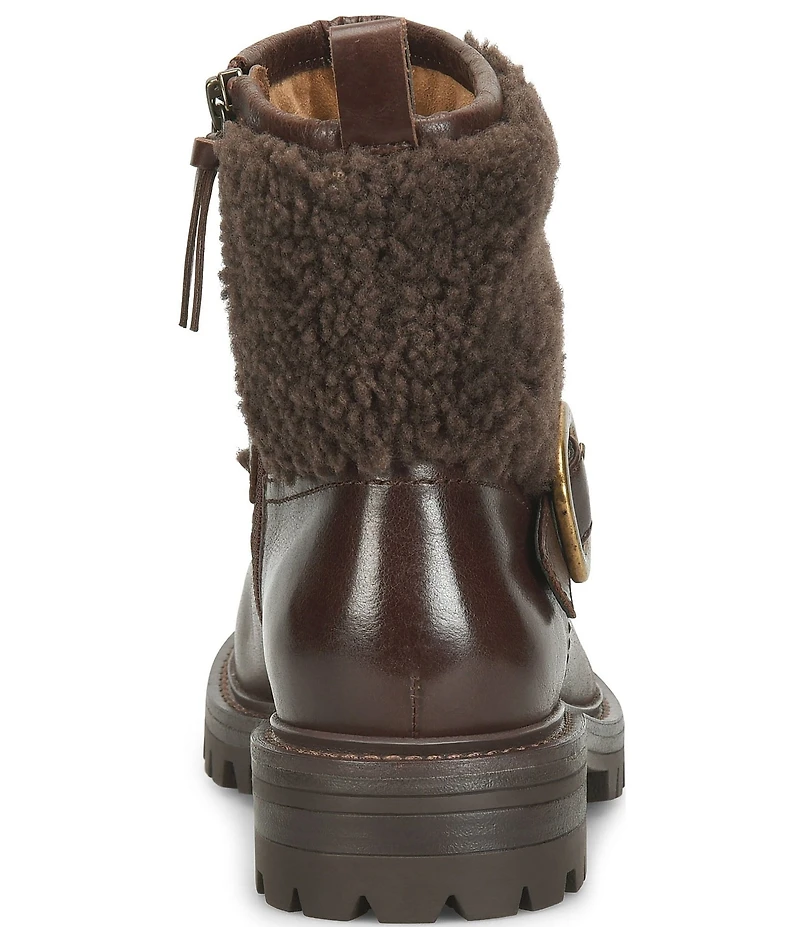 Sofft Adelle Aqua Sofft Collection Waterproof Leather Shearling Moto Buckle Boots