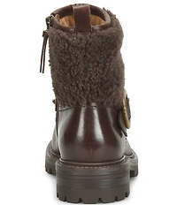 Sofft Adelle Aqua Sofft Collection Waterproof Leather Shearling Moto Buckle Boots