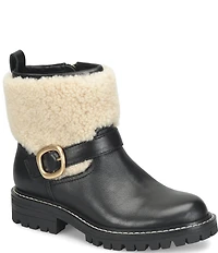 Sofft Adelle Aqua Sofft Collection Waterproof Leather Shearling Moto Buckle Boots