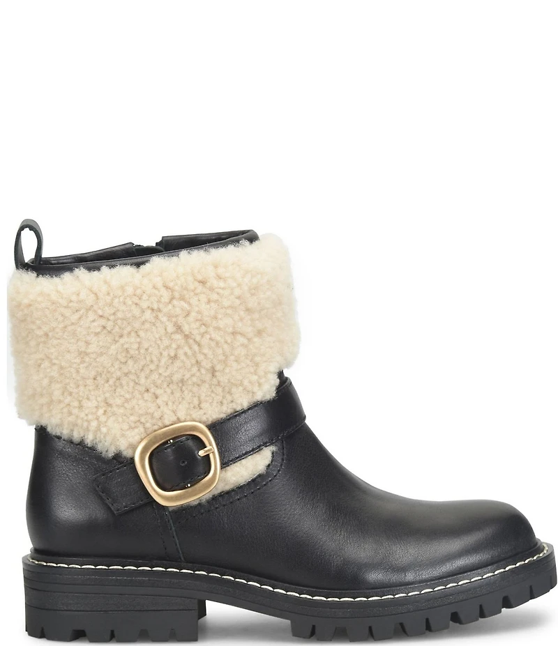 Sofft Adelle Aqua Sofft Collection Waterproof Leather Shearling Moto Buckle Boots