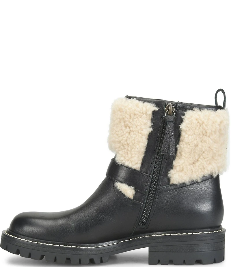 Sofft Adelle Aqua Sofft Collection Waterproof Leather Shearling Moto Buckle Boots